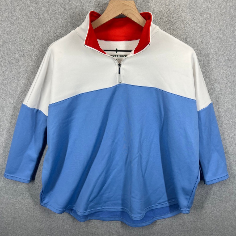 Tuckernuck Quarter Zip Pullover Womens XS/S Blue White Red Colorblock Modal EUC